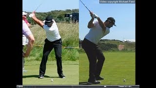 Jon Rahm golf swing  Long Iron faceon amp downtheline July 2017 [upl. by Clarhe]