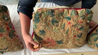 Sunday Antique Crewel Work Collection Video 4  Cushions  Jacobean Hunt amp The Restoration Pillowe [upl. by Awad]