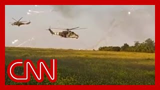 Watch Ukraine helicopters assault Russian position [upl. by Bluefarb]