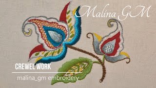 Crewel Work  Very Easy Stitches amp Beautiful Design  Jacobean embroidery [upl. by Rosina]