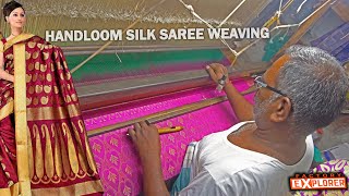 HOW Handloom SILK Saree is madeWith English Subtitles Traditional Silk Weaving Factory Explorer [upl. by Asilehc]