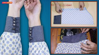 Cuff Sleeves Design Cutting And Stitching  How To Make Cuff Sleeves [upl. by Atorod155]