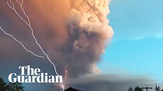 Lightning and ash timelapse footage shows Taal volcano eruption [upl. by Hallsy496]