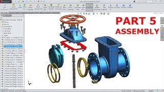 Solidworks tutorial  Assembly of Gate valve in Solidworks Part 5 [upl. by Dash]