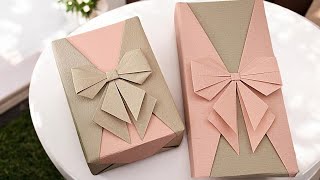 GIFT PACKING  RECTANGULAR GIFT WRAPPINGORIGAMI PAPER RIBBON BOW DECORATION  ISasaki Original [upl. by Okimat]