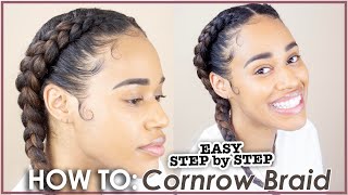 How to Dutch BraidCornrow Natural Hair  Dutch Braids [upl. by Maurise]