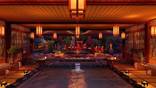 Japanese Onsen ASMR Ambience 🌿🌛 Relaxing Spa Sounds For Sleep Relax Or Focus In A Japanese Garden [upl. by Shorter678]