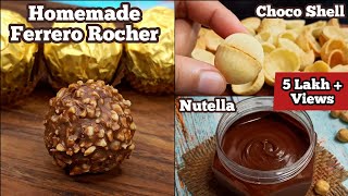 Best Homemade Ferrero Rocher Chocolate Recipe with Homemade Choco Shell amp Nutella [upl. by Aelsel]