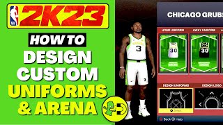 NBA 2K23 How to Design Custom Jerseys Uniforms amp Arena MyTEAM [upl. by Emlen485]