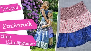 Stufenrock  Maxirock nähen ohne Schnittmuster  Tutorial  Nähanleitung  mommymade [upl. by Weisbrodt]