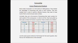 Forecasting  Linear regression  Example 1  Part 1 [upl. by Odradlig5]