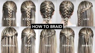 10 Basic Braids For Beginners  Easy DIY Tutorial [upl. by Byrom990]