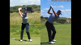 Justin Thomas golf swing  Long Iron faceon amp downtheline July 2017 [upl. by Rozek]