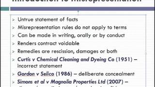 Misrepresentation Lecture 1 of 4 [upl. by Sseb198]