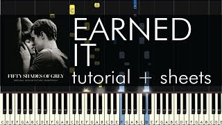 The Weeknd  Earned It  Piano Tutorial  Sheets [upl. by Aillicec]