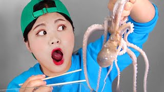 Mukbang Seafood Raw Octopus DONA [upl. by Leimad]