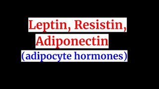 Leptin Adiponectin resistinadipocyte hormones [upl. by Attebasile]