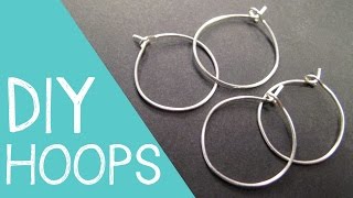 DIY Hoop Earrings  Wine Charm Rings Wire Jewelry Tutorial [upl. by Noyahs]