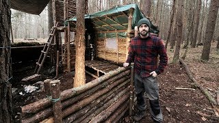 Bushcraft Camp Full Super Shelter Build from Start to Finish [upl. by Aivitnahs486]