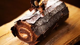 How to make Christmas Chocolate Log Cake “Bûche de Noël au chocolat” [upl. by Edina]