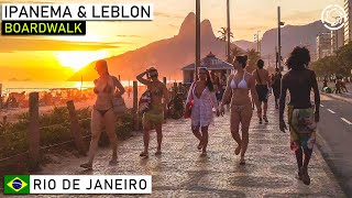 Walking Ipanema amp Leblon Beaches at Sunset Rio de Janeiro Brazil  【4K】Binaural 2020 [upl. by Seftton594]