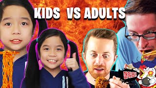 KIDS VS ADULTS MUKBANG SPICY NOODLES Samyang Fire Ramen [upl. by Patty]